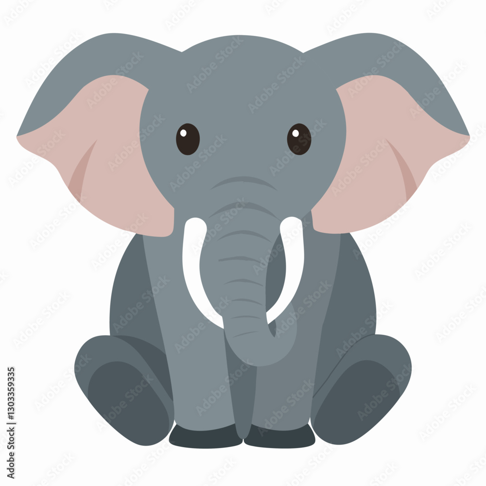 Naklejka premium Cartoon elephant sitting.Cute animal baby elephant. Suitable for children's books, sticker, mascot, logo.Vector illustration on white background