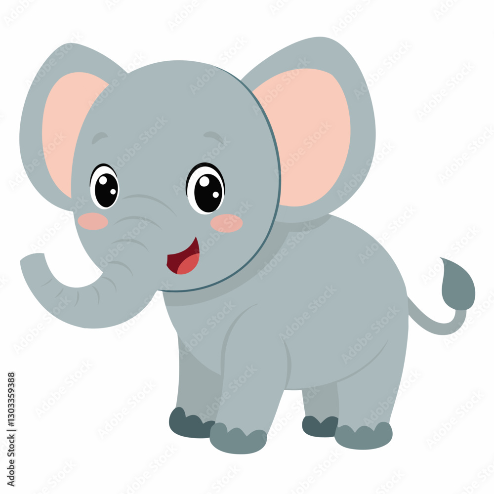 Cartoon elephant. Cute animal baby elephant. Side view. Suitable for children's books, sticker, mascot, logo.Vector illustration on white background Cartoon elephant. Cute animal baby elephant. Side view. Suitable for children's books, sticker, mascot, logo.Vector illustration on white background