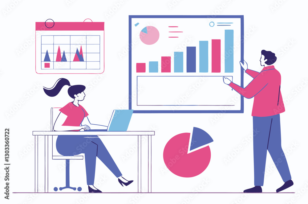 Flat design concept, analyze data Flat design concept, analyze data