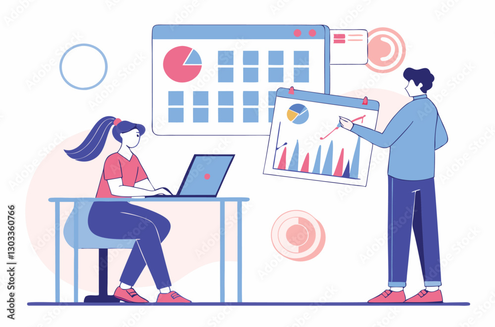 Fototapeta premium Flat design concept, analyze data