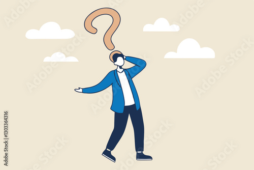 Anonymous businessman person, candidate or mention employee, who is this man, uncertainty, important person or unknown concept, anonymous businessman with question mark head unknown person.