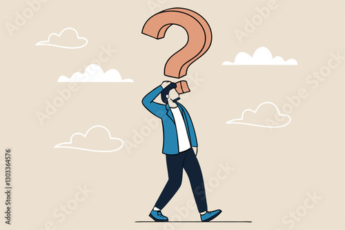 Anonymous businessman person, candidate or mention employee, who is this man, uncertainty, important person or unknown concept, anonymous businessman with question mark head unknown person.