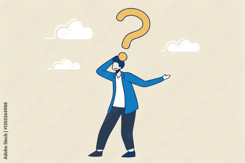 Obraz premium Anonymous businessman person, candidate or mention employee, who is this man, uncertainty, important person or unknown concept, anonymous businessman with question mark head unknown person.