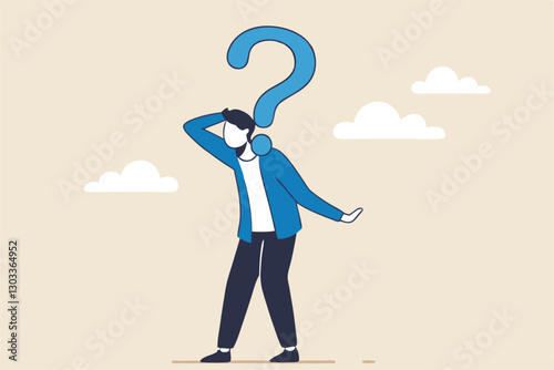 Anonymous businessman person, candidate or mention employee, who is this man, uncertainty, important person or unknown concept, anonymous businessman with question mark head unknown person.