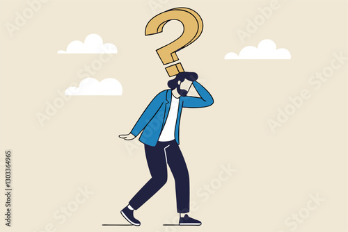 Anonymous businessman person, candidate or mention employee, who is this man, uncertainty, important person or unknown concept, anonymous businessman with question mark head unknown person.