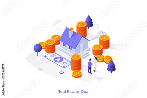 Modern Isometric Business Illustration. Vector