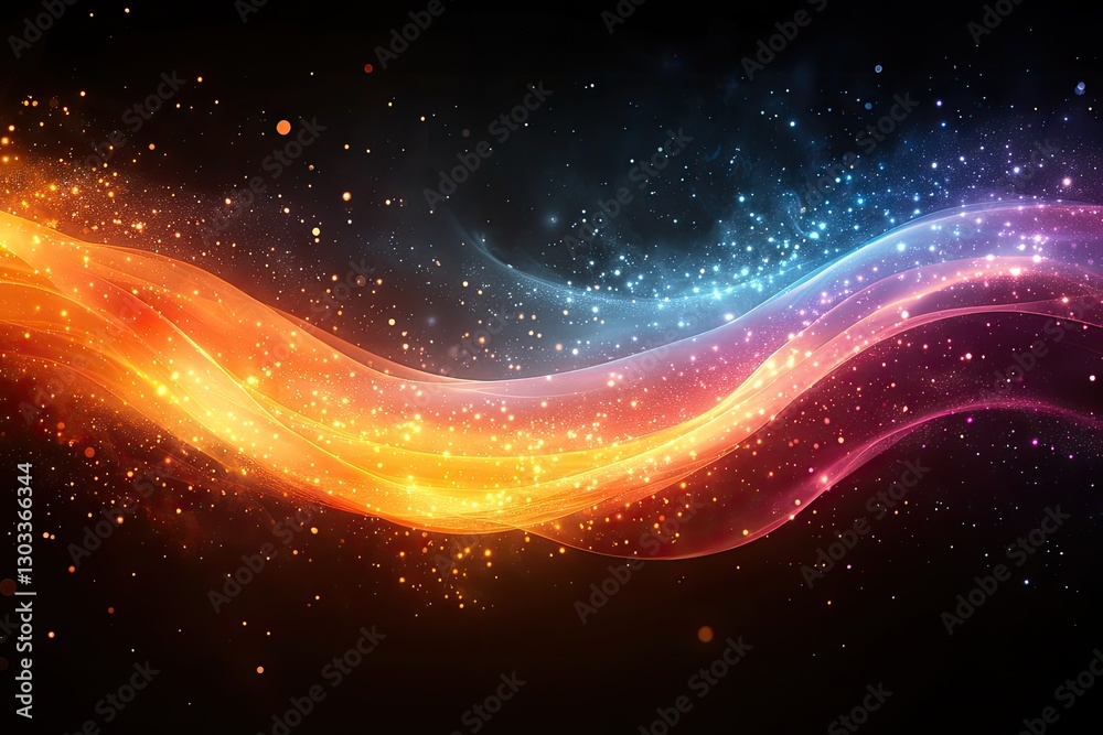 Abstract glowing wave with vibrant colors and sparkling particles. Perfect for backgrounds, design projects, and adding a touch of magic. Abstract glowing wave with vibrant colors and sparkling particles. Perfect for backgrounds, design projects, and adding a touch of magic.