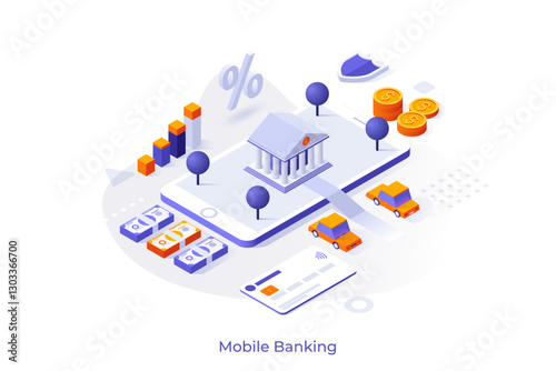 Modern Isometric Business Illustration. Vector