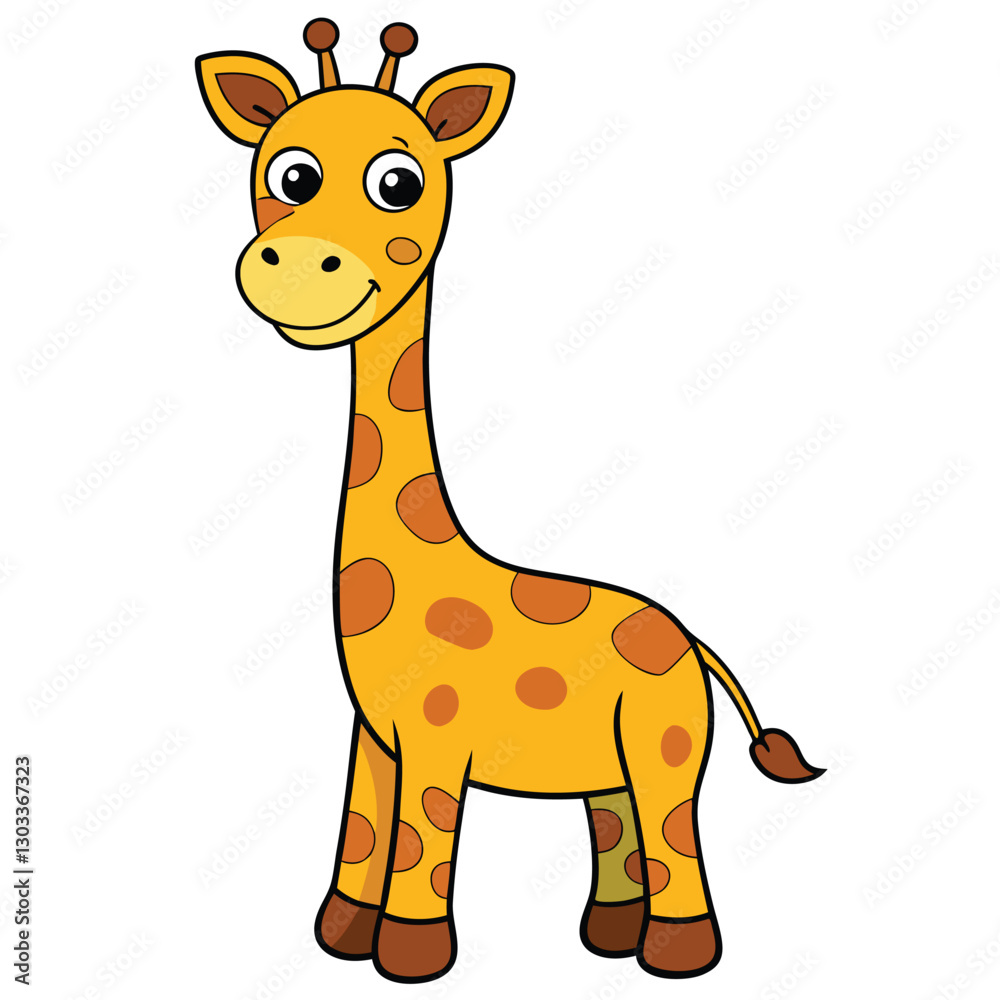 Fototapeta premium Giraffe Cartoon Cute Vector Illustration White Background