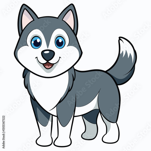 Siberian Husky Cartoon Mascot Character Vector Illustration