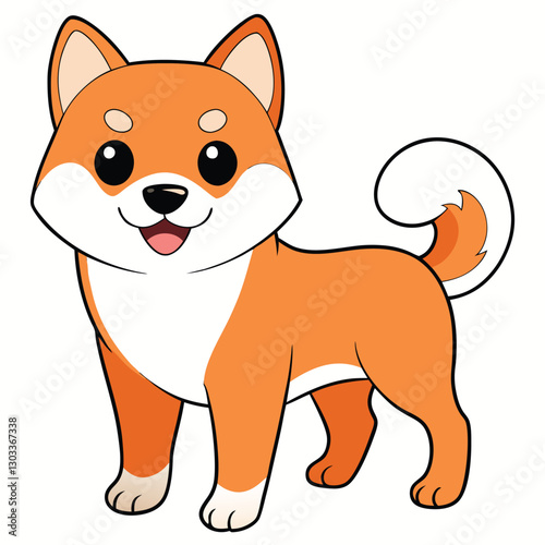 Shiba Inu - vector illustration on white background. Cartoon style.