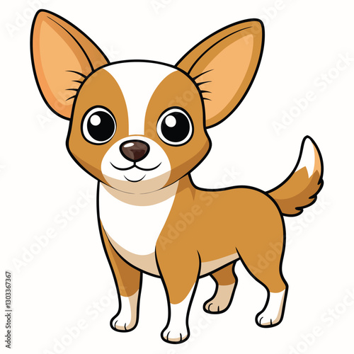 Cute cartoon chihuahua isolated on white background. Vector illustration.