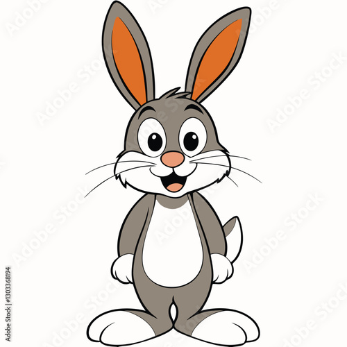 Cartoon rabbit, cute, white background, vector illustration