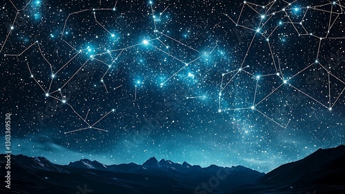 constellation patterns against a starry night sky.