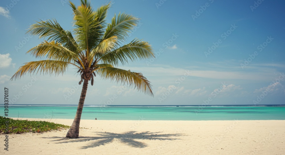 A solitary palm tree on a peaceful Mexican beach, offering a picture-perfect moment of tranquility and nature. A solitary palm tree on a peaceful Mexican beach, offering a picture-perfect moment of tranquility and nature.