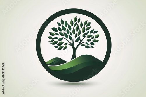 A stylized green sprout logo prominently features a tree with lush leaves, conveying themes of growth, healthy eating, and environmental awareness, set against a serene backdrop