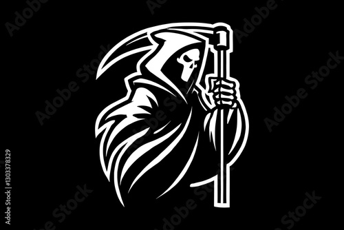 grim reaper tattoo Dark art black and white illustration