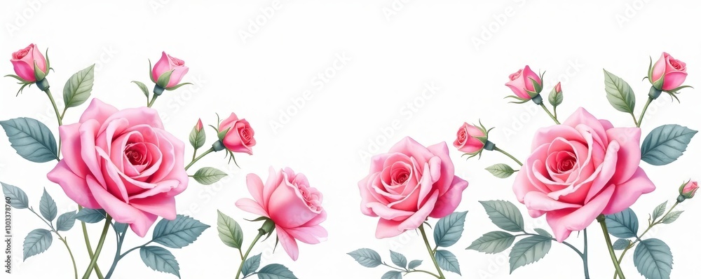 Soft pastel watercolor roses on white background, elegant and romantic floral design, romantic, pattern Soft pastel watercolor roses on white background, elegant and romantic floral design, romantic, pattern