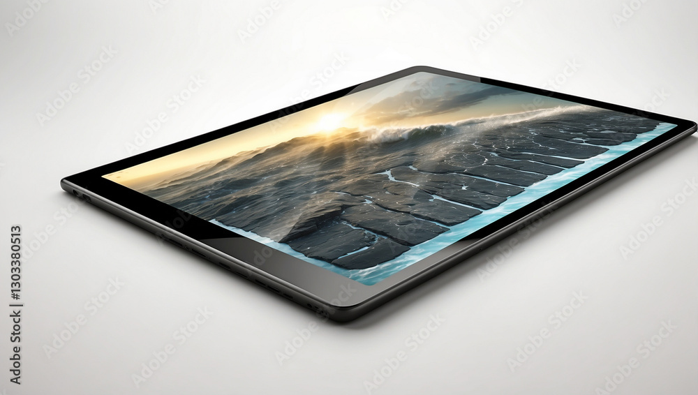 A Stylish Black Tablet Computer Isolated on White for Professional Use A Stylish Black Tablet Computer Isolated on White for Professional Use