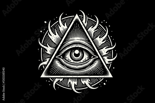 dark art all seeing eye tattoo black and white illustration