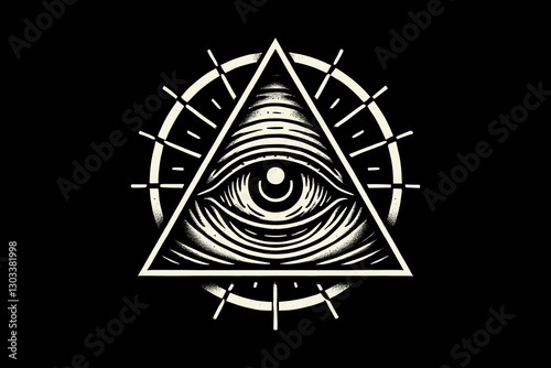 dark art all seeing eye tattoo black and white illustration