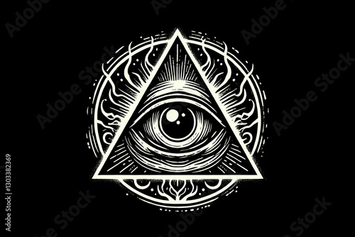 dark art all seeing eye tattoo black and white illustration