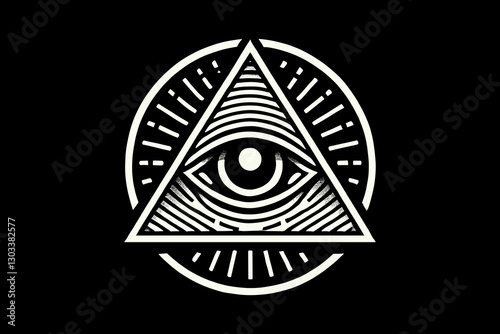 dark art all seeing eye tattoo black and white illustration