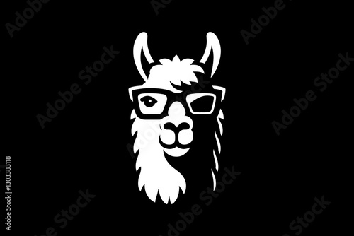 lama nerd black and white illustration