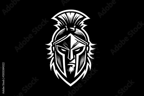 warrior mascot logo black and white illustration