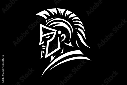 warrior mascot logo black and white illustration