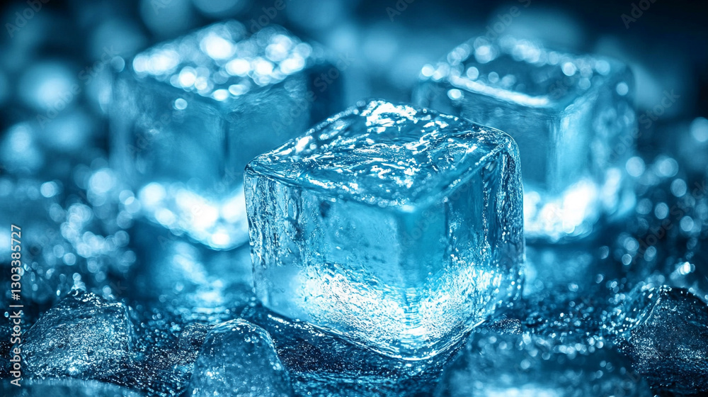 ice cubes forming a thick, frosty layer of crystalline chunks. The frozen surface glistens with a cool, modern aesthetic, symbolizing purity, freshness, and stillness ice cubes forming a thick, frosty layer of crystalline chunks. The frozen surface glistens with a cool, modern aesthetic, symbolizing purity, freshness, and stillness