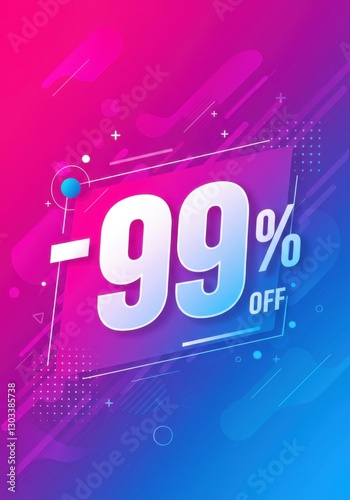A 99% off sale banner with energetic typography and a vibrant background, perfect for high-stakes promotions. photo