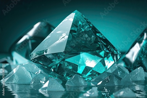 Wallpaper Mural Stunning Teal Gradient Crystal Ice Wallpaper with Glossy Texture Effects Torontodigital.ca