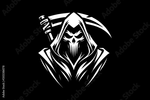 grim reaper tattoo Dark art black and white illustration