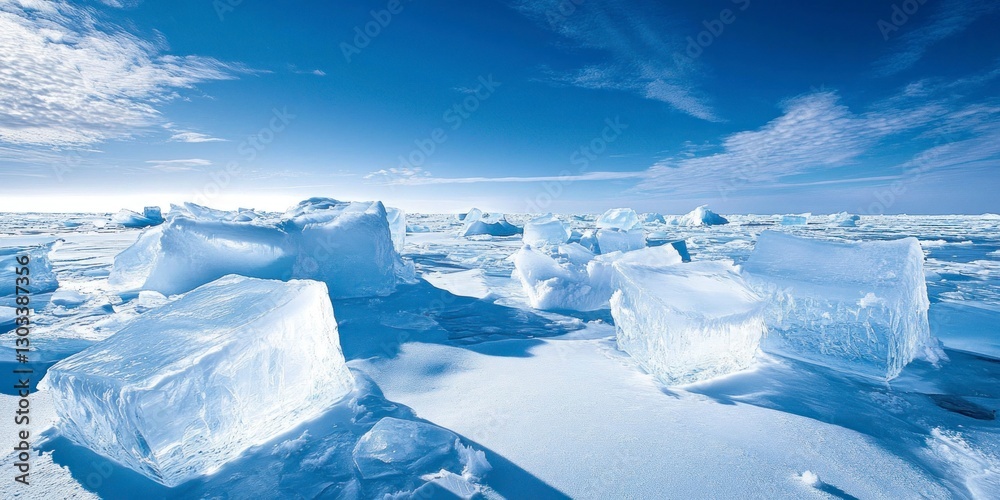 Obraz premium vast expanse of pristine ice, the blue sky reflecting off its smooth surface, creating an otherworldly landscape