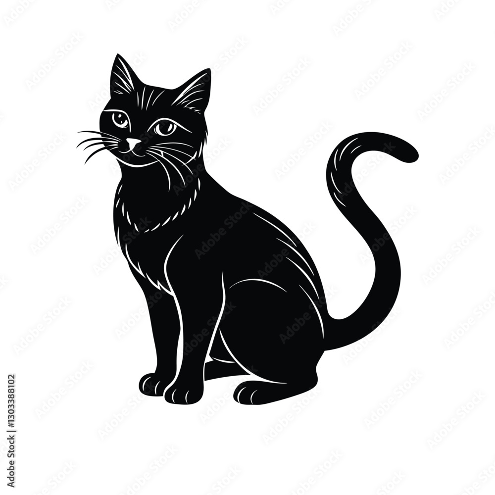 Simple Minimalistic Creative black and white cat Simple Minimalistic Creative black and white cat