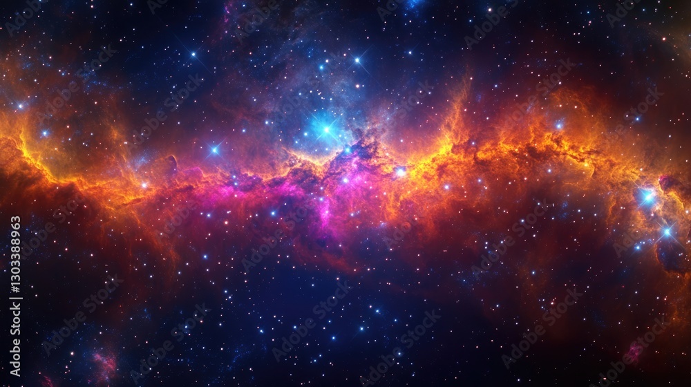 Fototapeta premium Cosmic nebula dance outer space astrophotography celestial environment wide-angle view stellar beauty