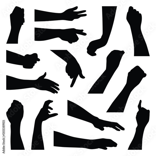 Vector collection set of hand gesture silhouettes.	