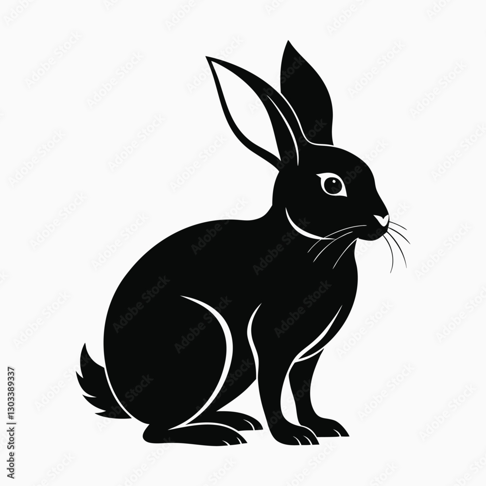 Fototapeta premium vector illustration of a rabbit, rabbit silhouette