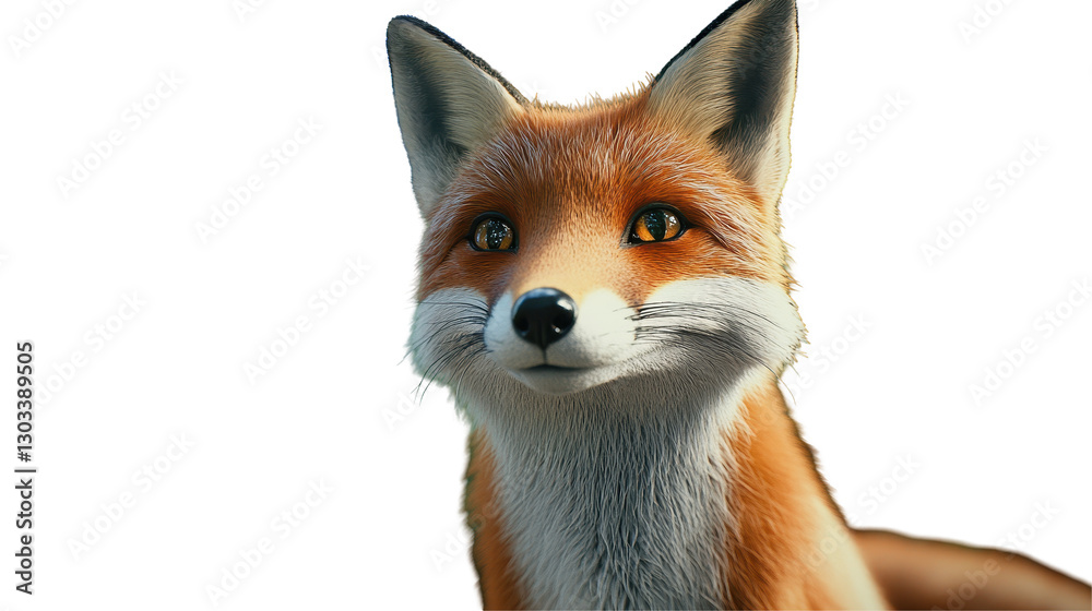 Fototapeta premium A Portrait of a Charming Fox: A close-up portrait captures the captivating gaze of a beautiful fox with striking orange and white fur, offering a glimpse into its intelligence and wild beauty.