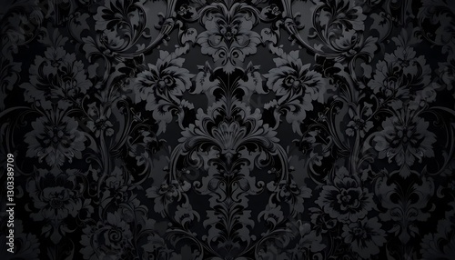 Seamless floral pattern on black background
