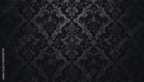Seamless floral pattern on black background