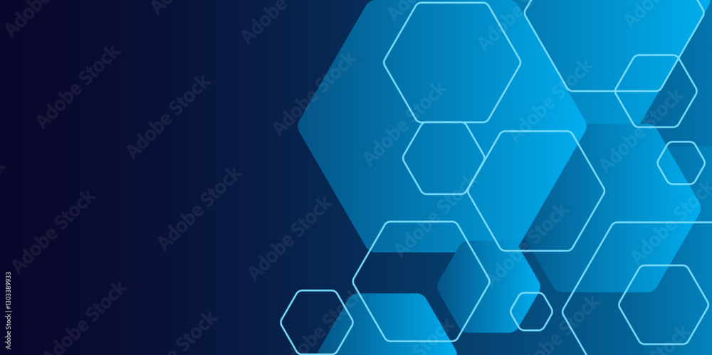 Modern Hexagonal Network Pattern with Blue Gradient. Cyber High-Tech Blue Honeycomb Background. Hexagon. Vector. Modern Hexagonal Network Pattern with Blue Gradient. Cyber High-Tech Blue Honeycomb Background. Hexagon. Vector.
