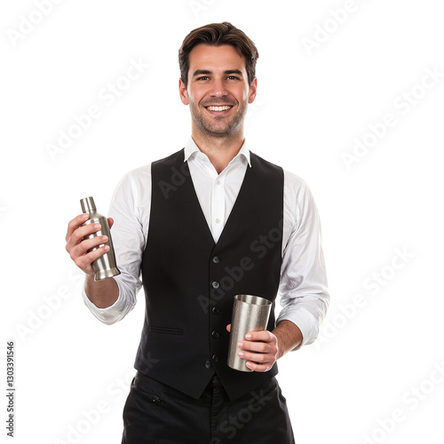 Wallpaper Mural Confident male bartender in black vest and white shirt holding cocktail shaker exuding mixology skills Torontodigital.ca