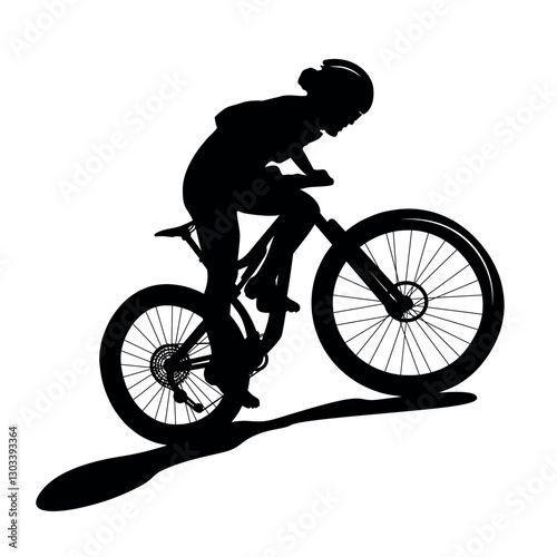 Mountain bike woman cyclist silhouette. Healthy lifestyle. Cycling race MTB.