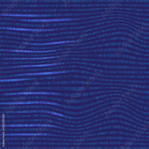 Vector Digital Data Technology Concept. Blue Binary Data Software Programming Code Texture. Random Program Code. Machine Code. Random Binary Data Matrix Wide. Tech Background.