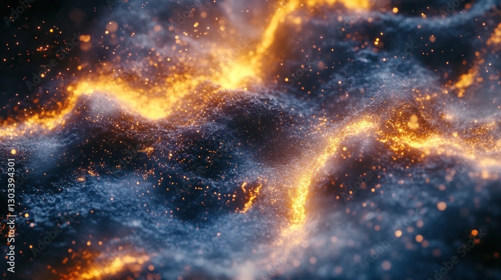 Obraz premium Abstract Fiery Landscape: Glowing Embers and Cosmic Dust