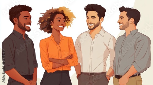 multicultural team of professionals including african american caucasian hispanic and asian businesspeople smiling in a casual business environment showing teamwork and success