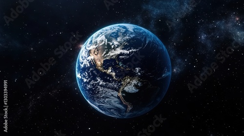 Planet Earth from Space  Night View  Stars  Galaxy