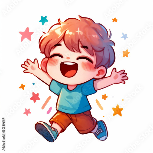 Cute cartoon happy child